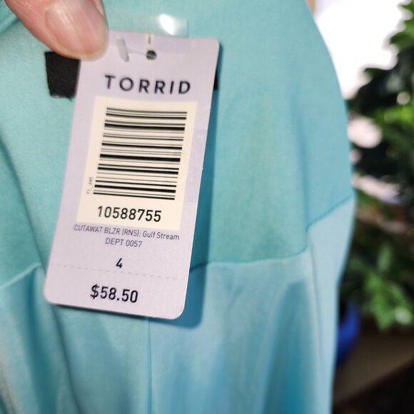 25108 NWT!!!  Torrid Cutaway Aqua Blazer Size 4X MSPR $58 - Picture 9 of 11